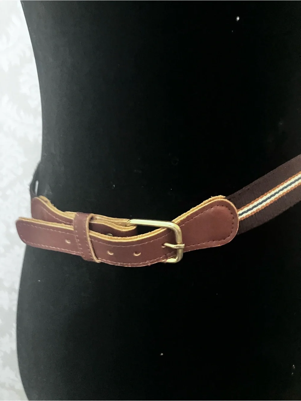 Grosgrain Ribbon Leather Tab Belt